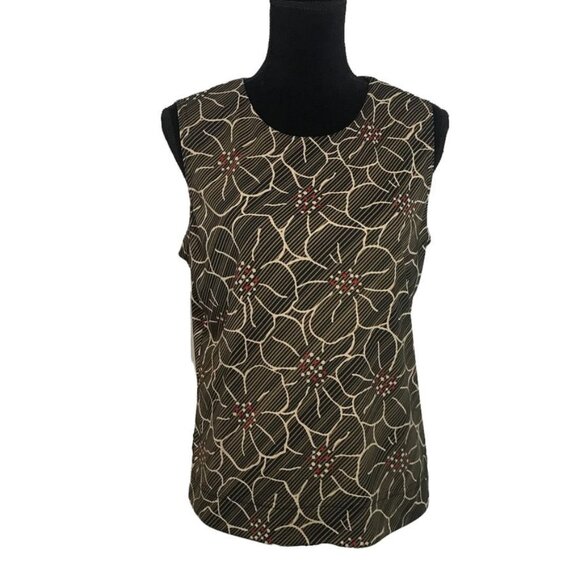 George Floral Sleeveless Top in Brown/Tan - Size Large - Picture 1 of 5